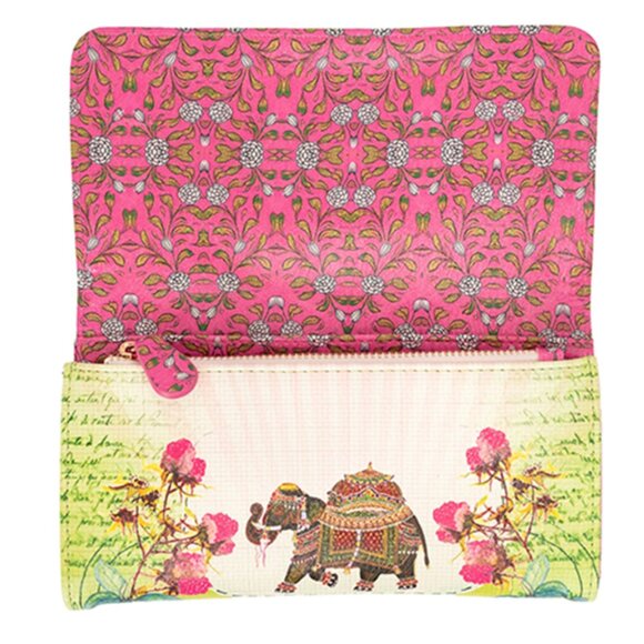 NWT NEW Papaya Fancy Elephant Tri Fold Wallet Vegan Leather - Picture 3 of 5